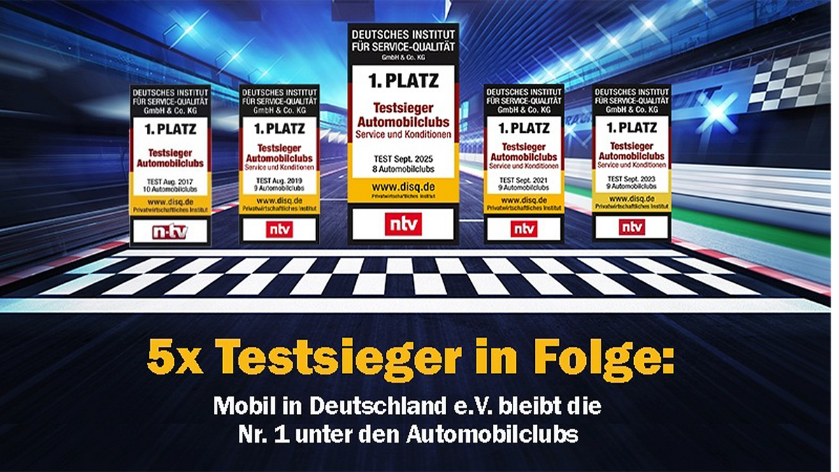 Spitzenplatz: Mobil in Deutschland ist der Testsieger-Automobilclub 2025