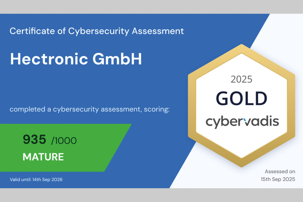 Hectronic wurde mit CyberVadis Goldmedaille für Cybersicherheit ausgezeichnet