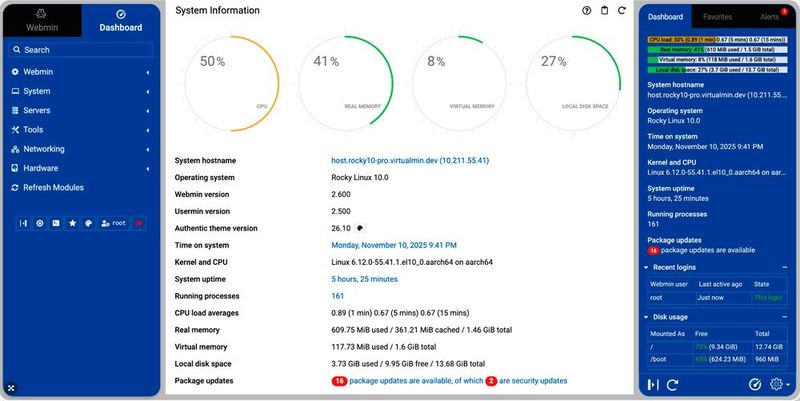 Zentrale Steuerung von Systemen, Diensten und Hosting-Funktionen mit Webmin