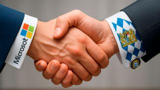 Fast eine Milliarde Euro soll aus der bayerischen Staatskasse innerhalb von fünf Jahren an Microsoft gehen. (Bild: Vogel IT-Medien GmbH / KI-generiert)